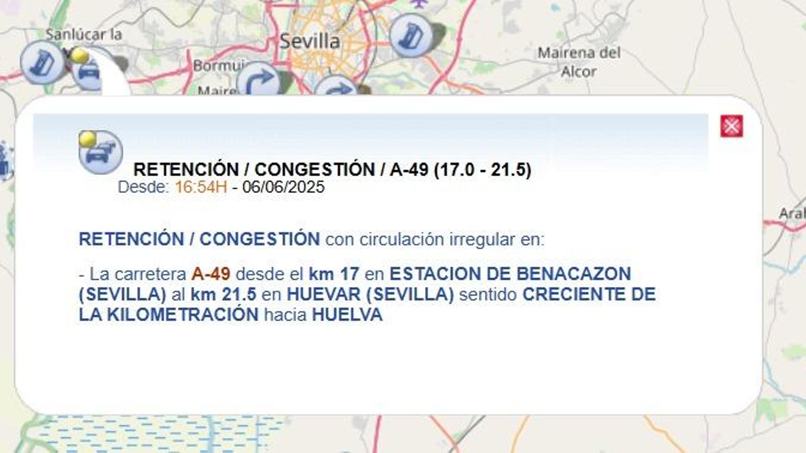 Retenciones en la A-49 este viernes