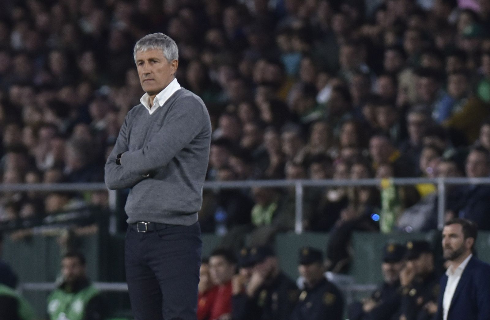 Setién, durante un momento del partido ante el Valencia.