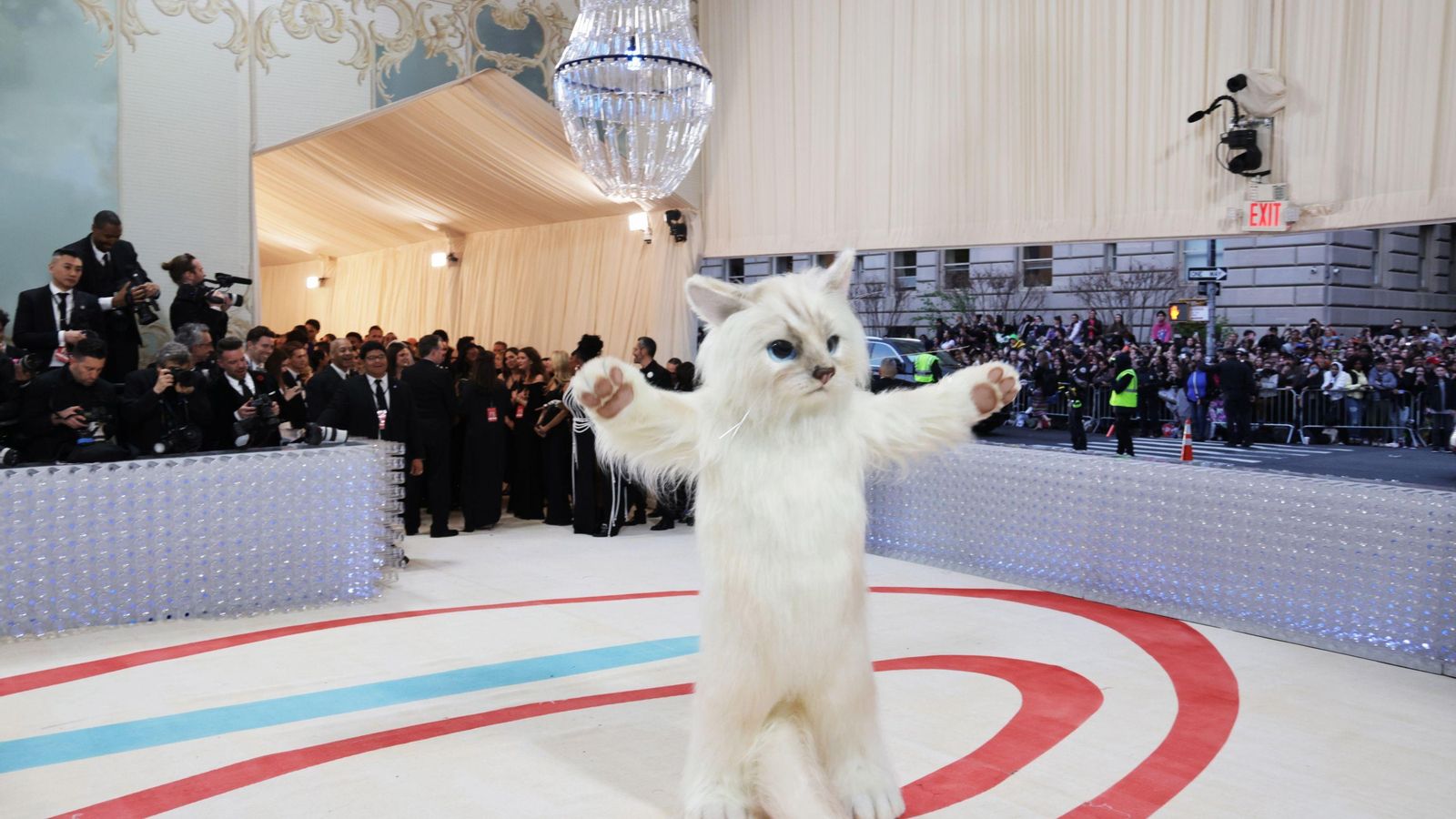 La gata Choupette, heredera de Karl Lagerfeld, vestido de Jared Leto en la MET Gala del pasado año