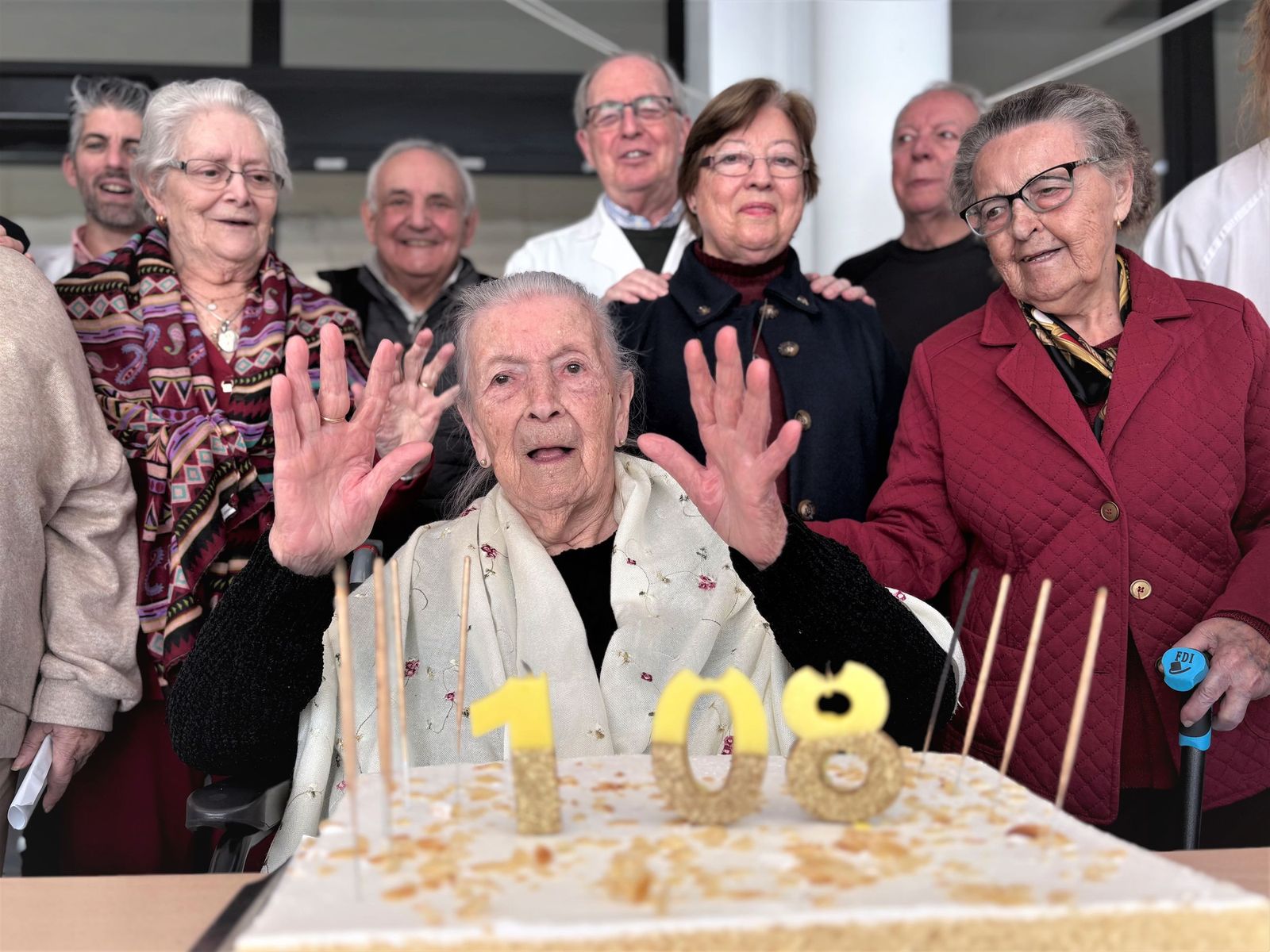 Paquita, celebrando su 108 cumpleaños en San Juan Grande.