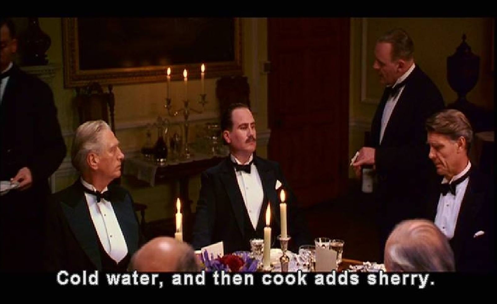 El sherry en el banquete del film 'Lo que queda del día' (1993).