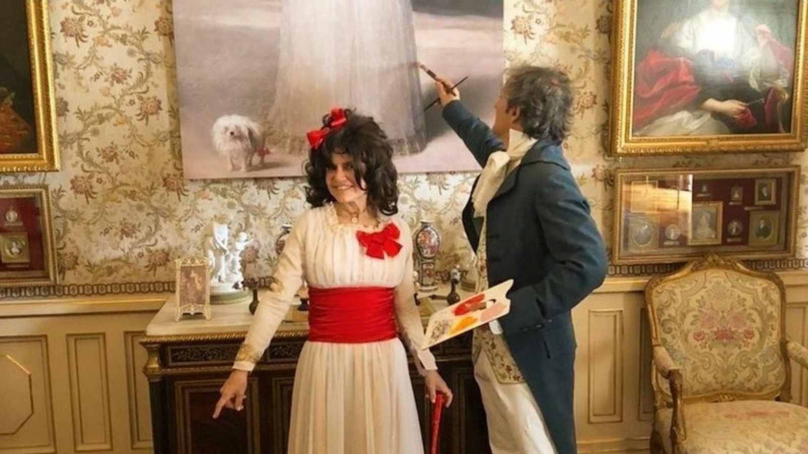 Eugenia y su marido, imitando a la duquesa de Alba y a Goya.