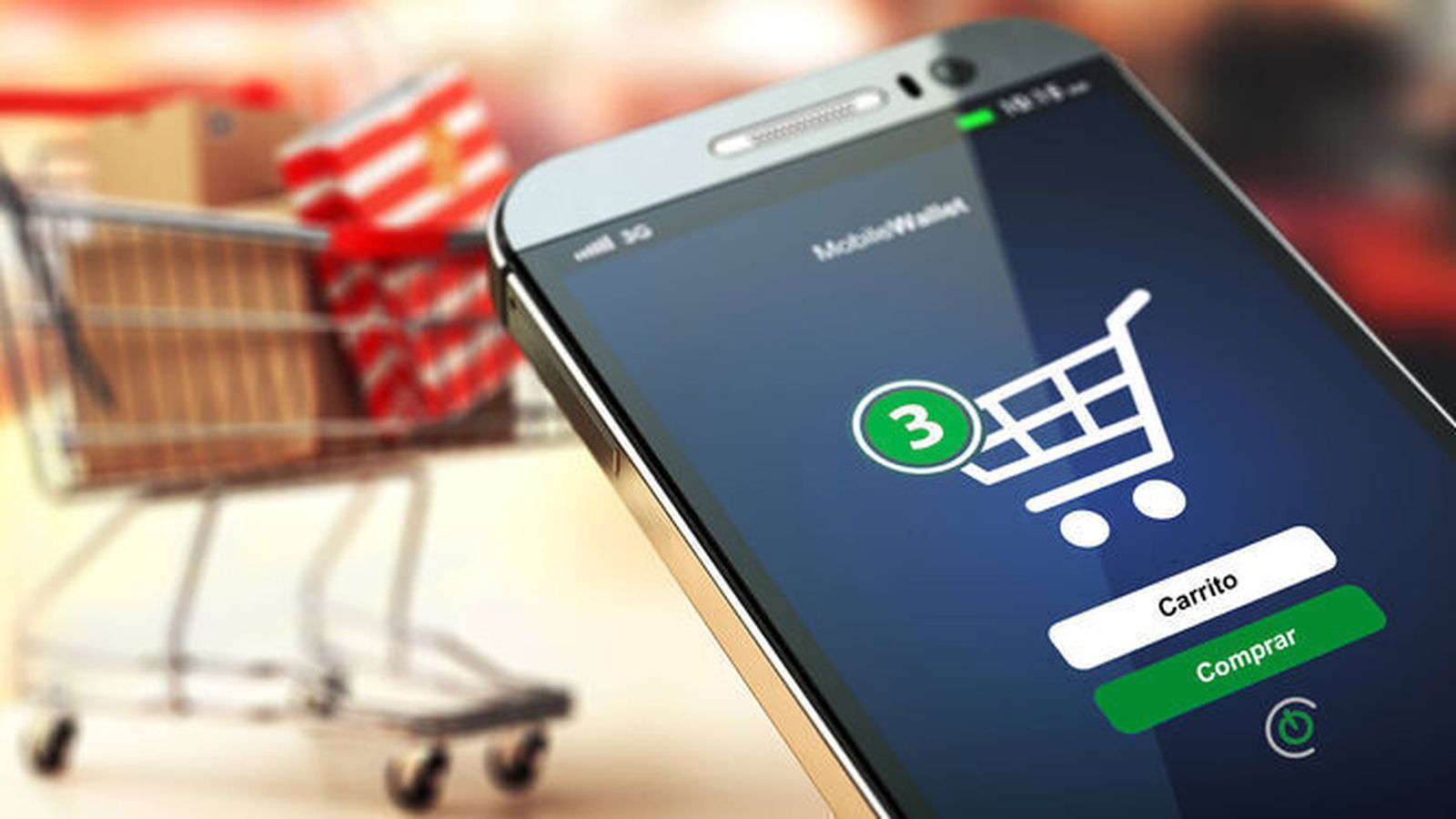 Un teléfono móvil, en el momento de realizar una compra online