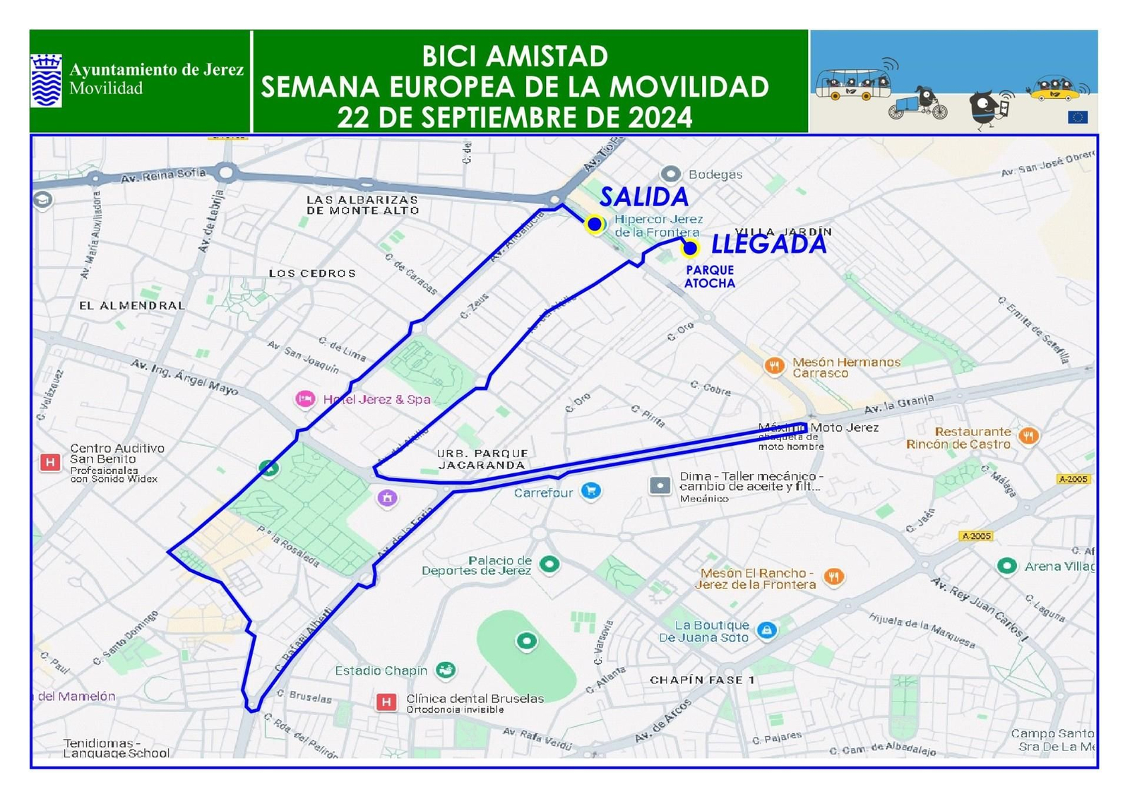 Recorrido de la marcha ciclista de este 22 de septiembre.