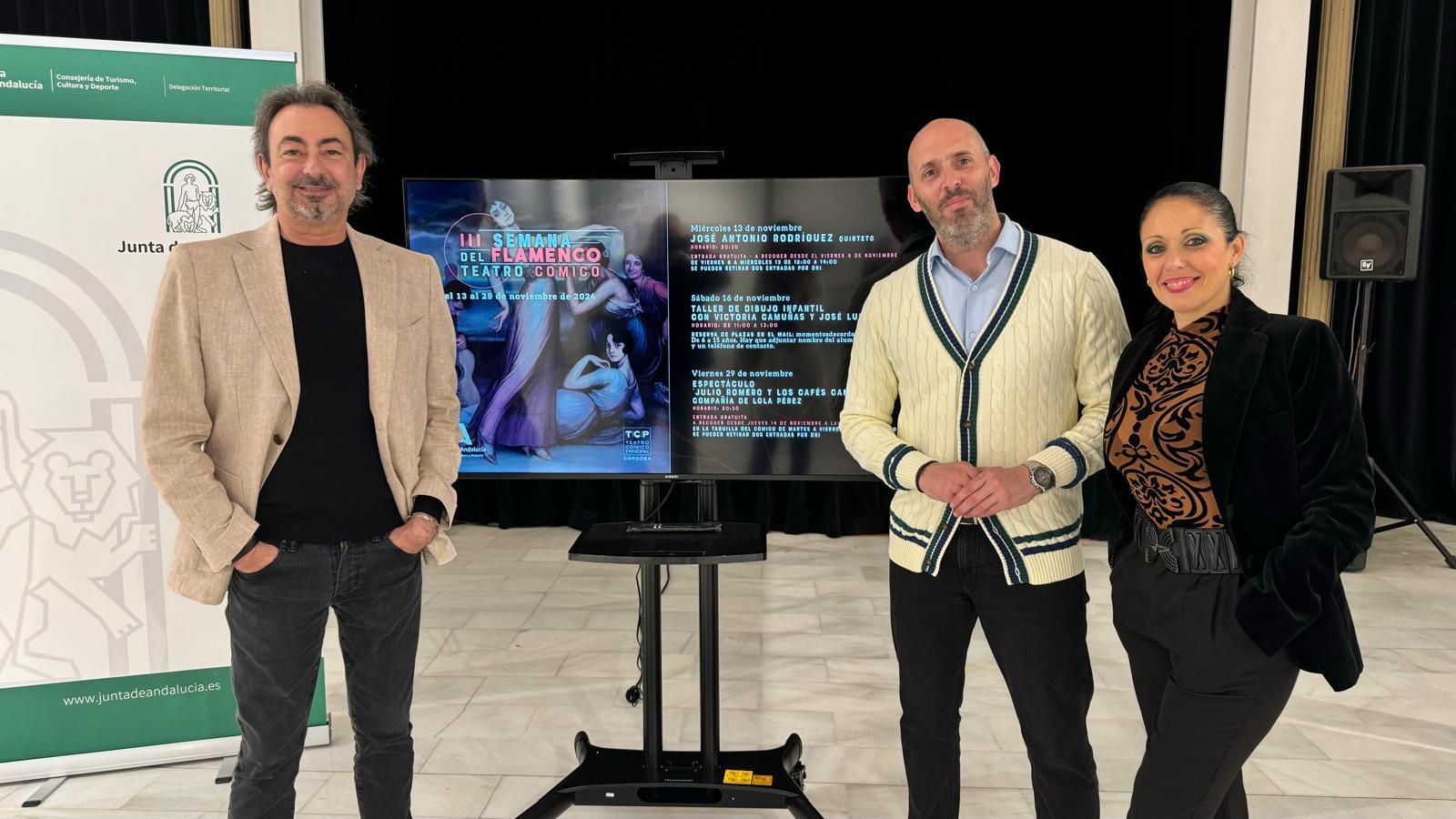 José Antonio Rodríguez, Eduardo Lucena y Lola Pérez presentan las actividades.