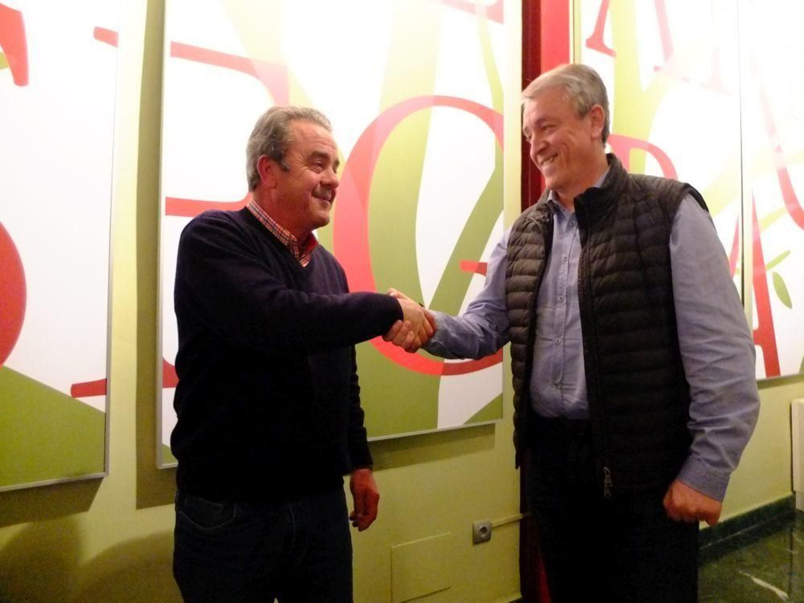 Ángel Rodríguez, presidente de Olivar de Segura, y Cristóbal Gallego, su homólogo en Jaencoop