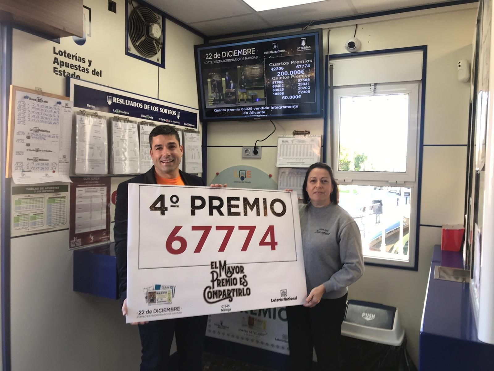 Administración de Málaga capital que ha vendido un décimo del cuarto 67774.