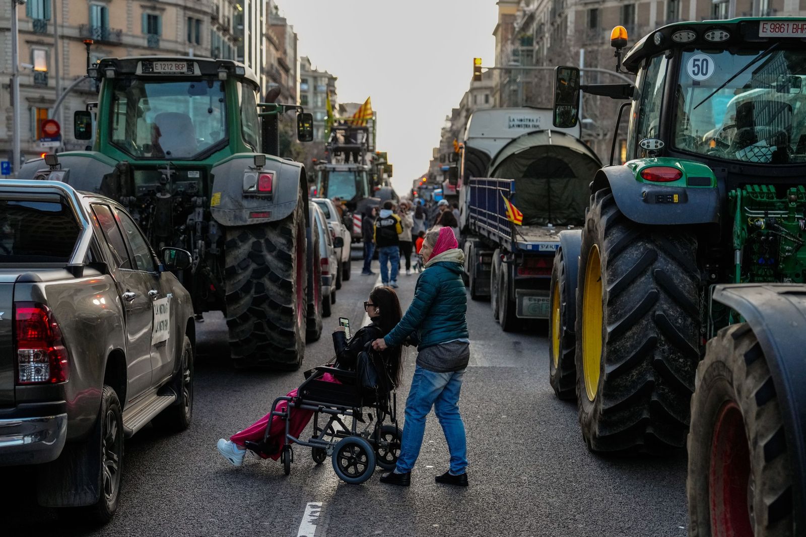Tractores en el centro de Barcelona