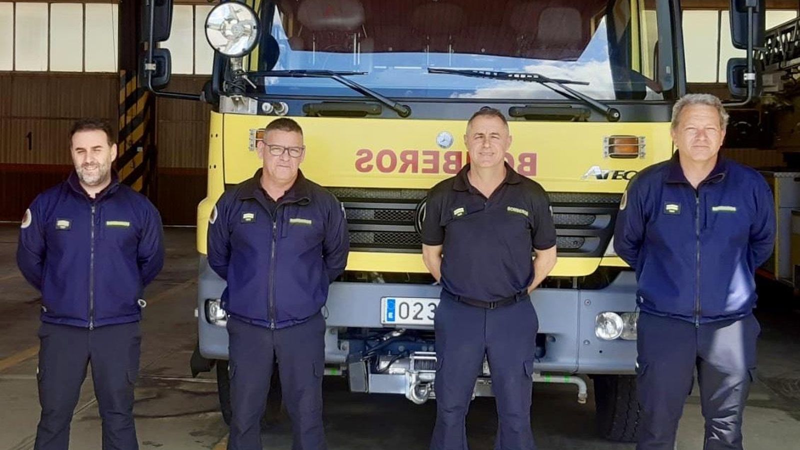 Los cuatro jefes de los parques de bomberos de la comarca: Alfonso Egeda, José Arenillas, Ignacio Serrano y José Canas.