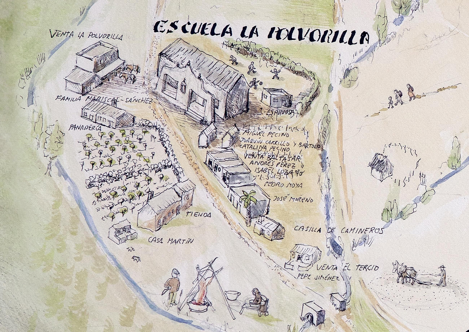 Detalle del mapa etnográfico del entorno rural de La Polvorilla.