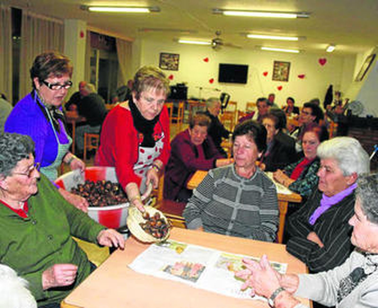 Repartiendo castañas a los mayores.