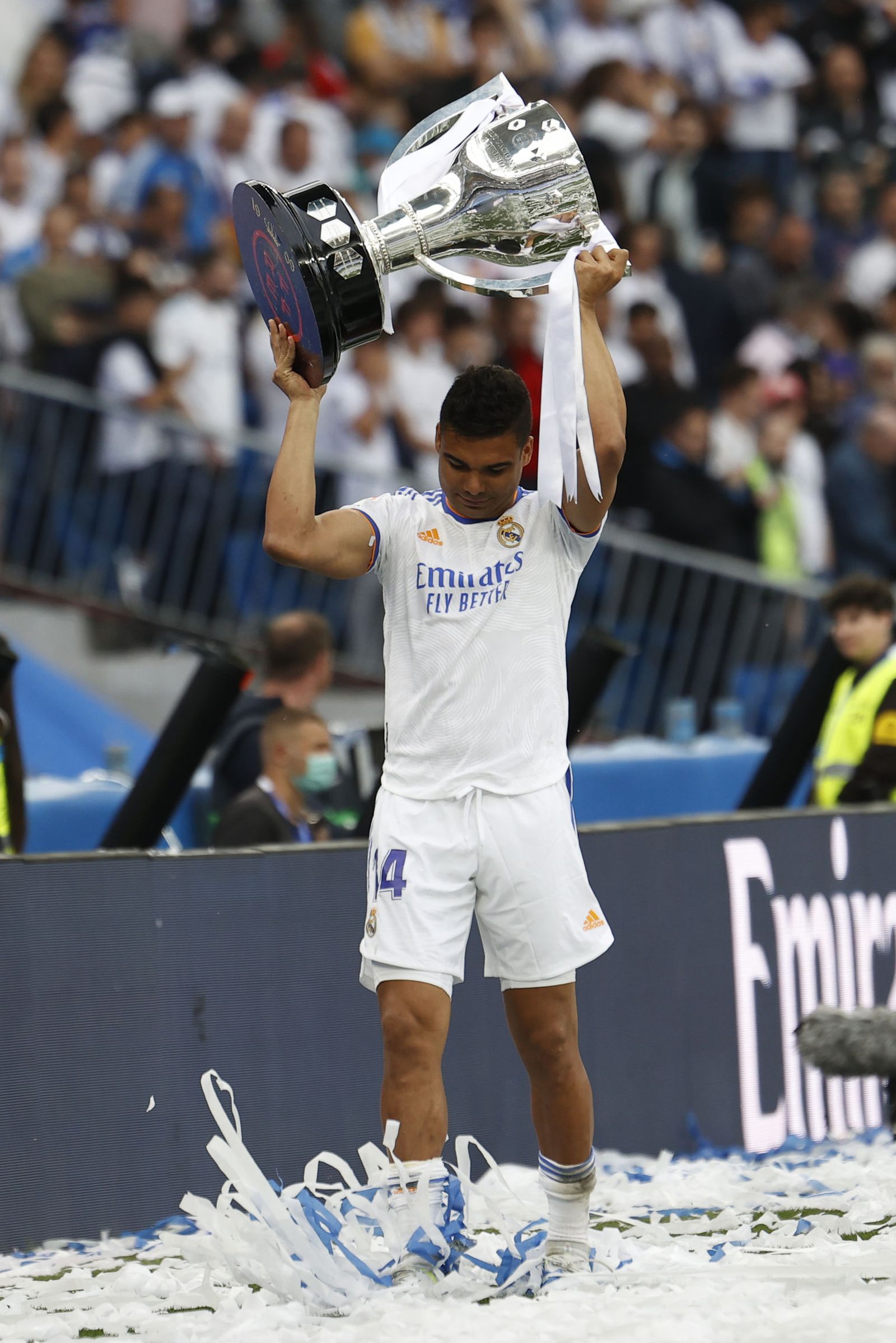 Victoria del Real Madrid y celebración del título de Liga