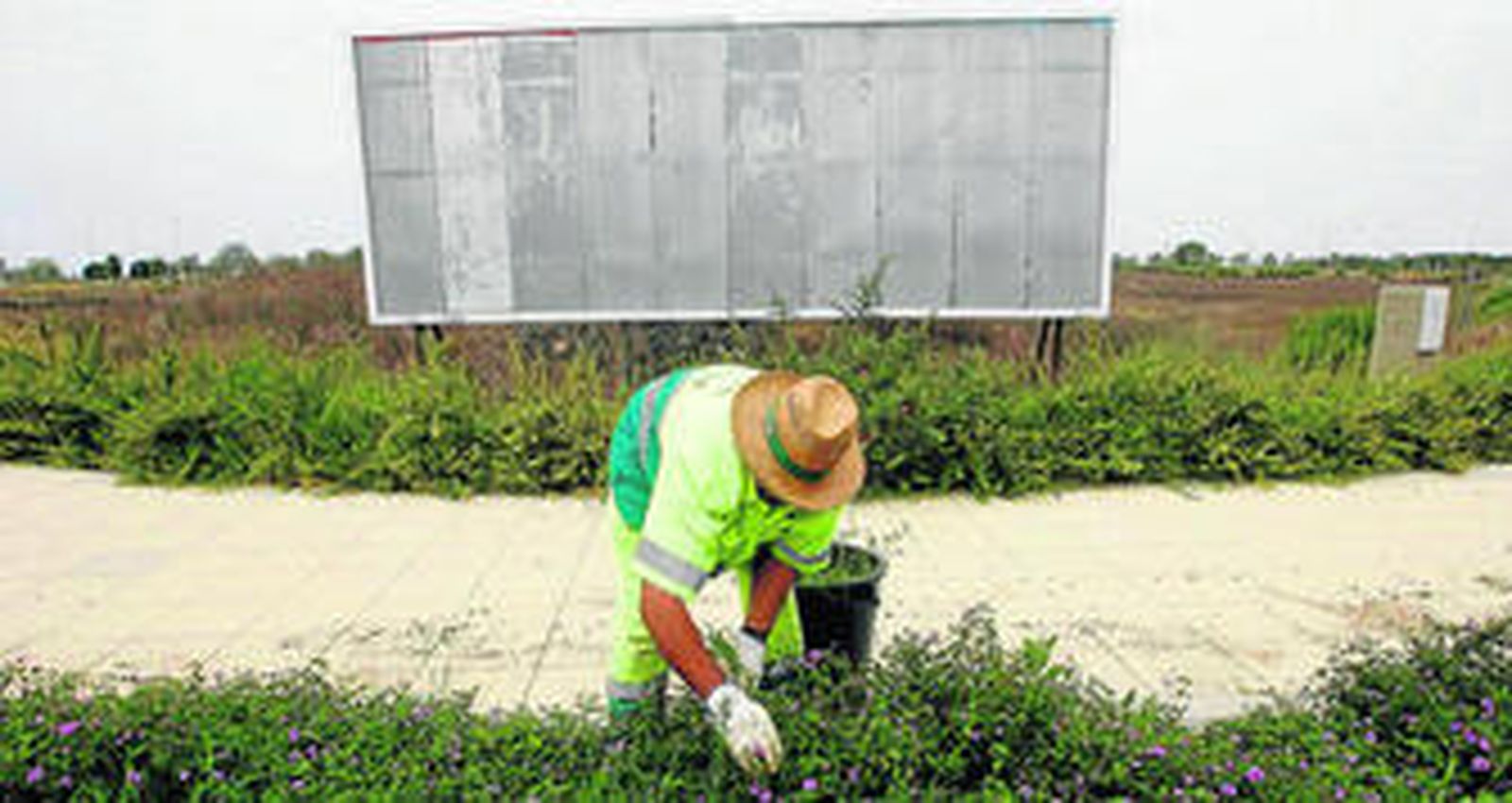 Labores de mantenimiento en Costa Ballena Chipiona, en una imagen de archivo.