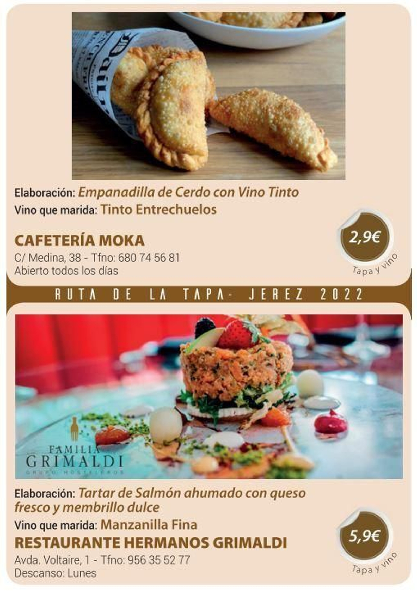 Ruta de la Tapa 'DesTapa Jerez': establecimientos, tapas maridadas y precios