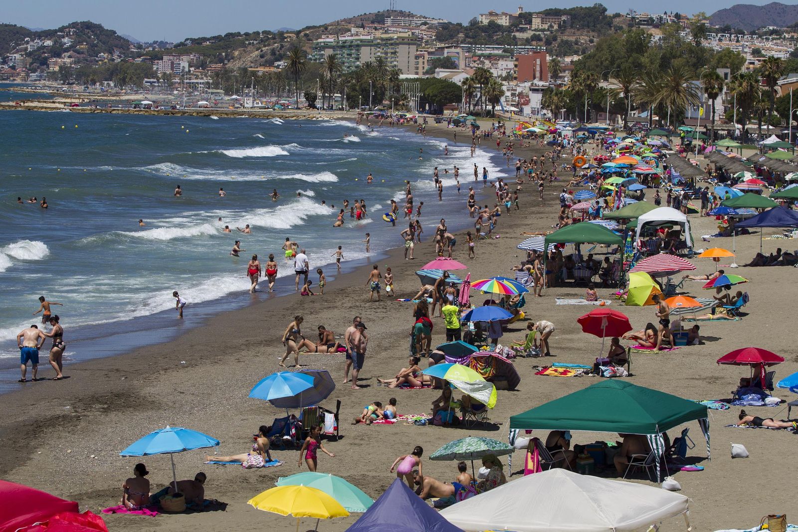 La playa de El Dedo este domingo.