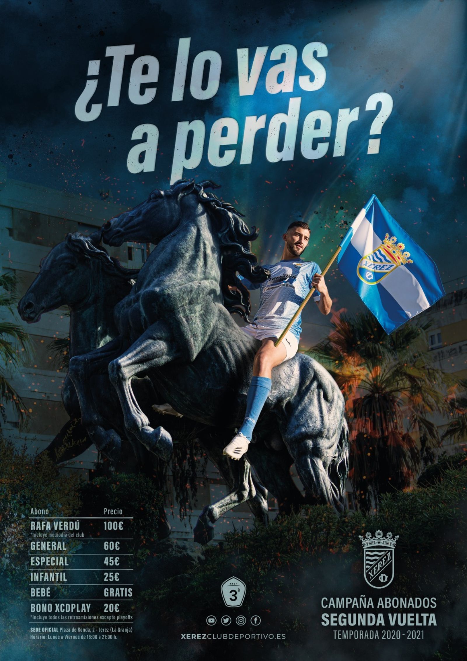 Detalle del cartel de la campaña de abonos del Xerez CD para la segunda vuelta.