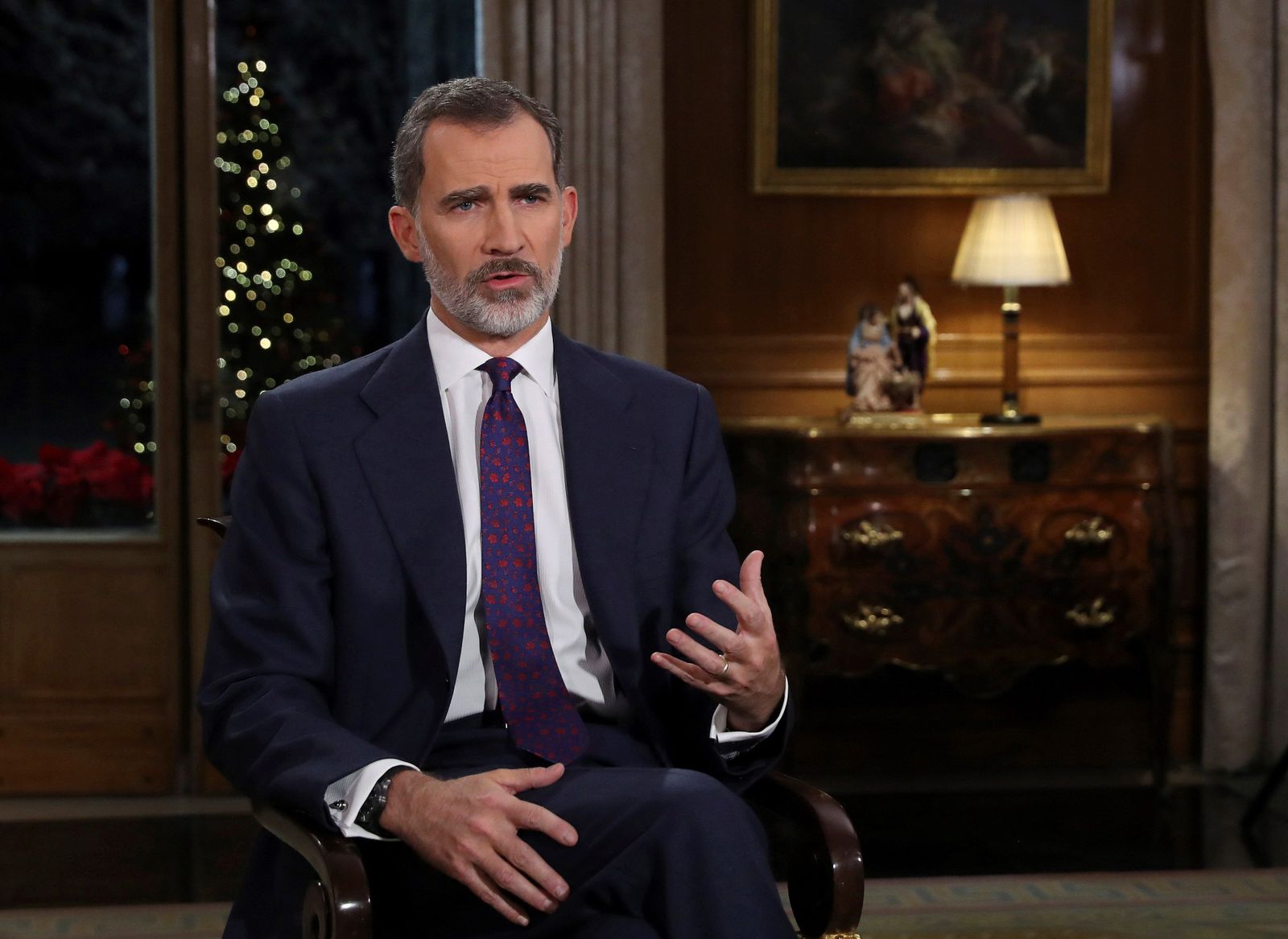 Felipe VI, durante su alocución en Nochebuena.