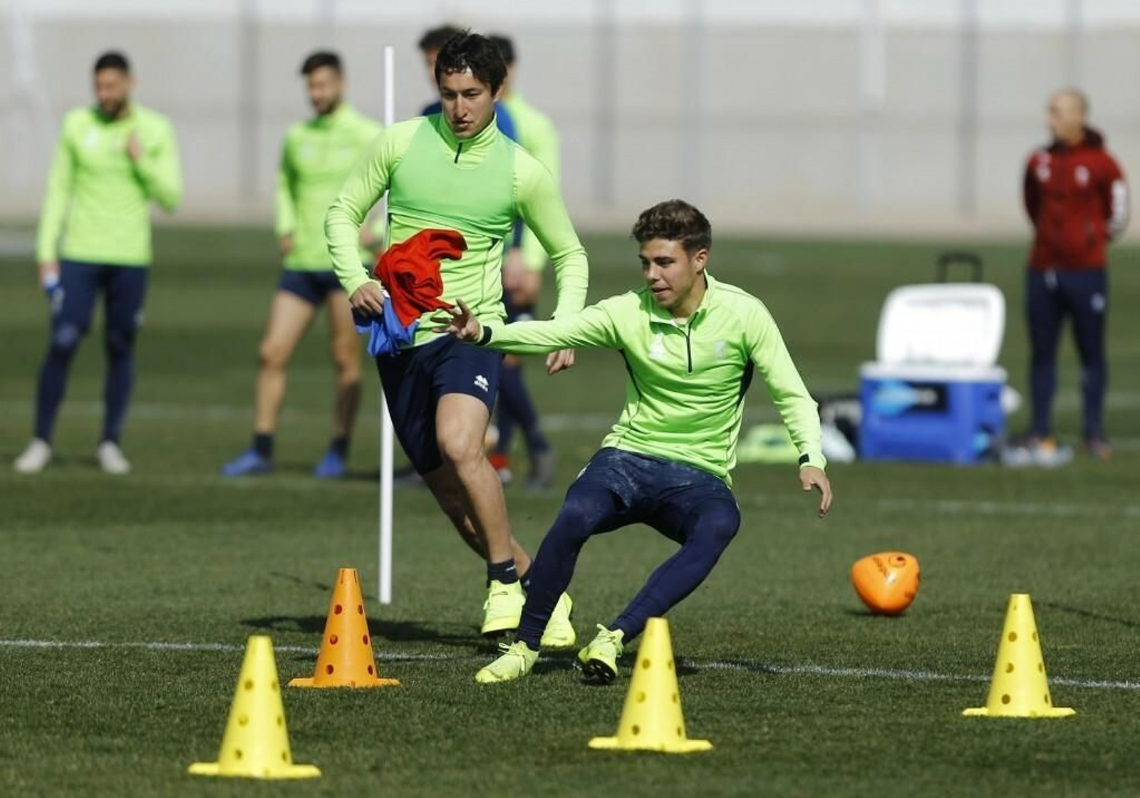 Pozo durante la sesión de entrenamiento antes de recibir el golpe que le obligó a retirarse.