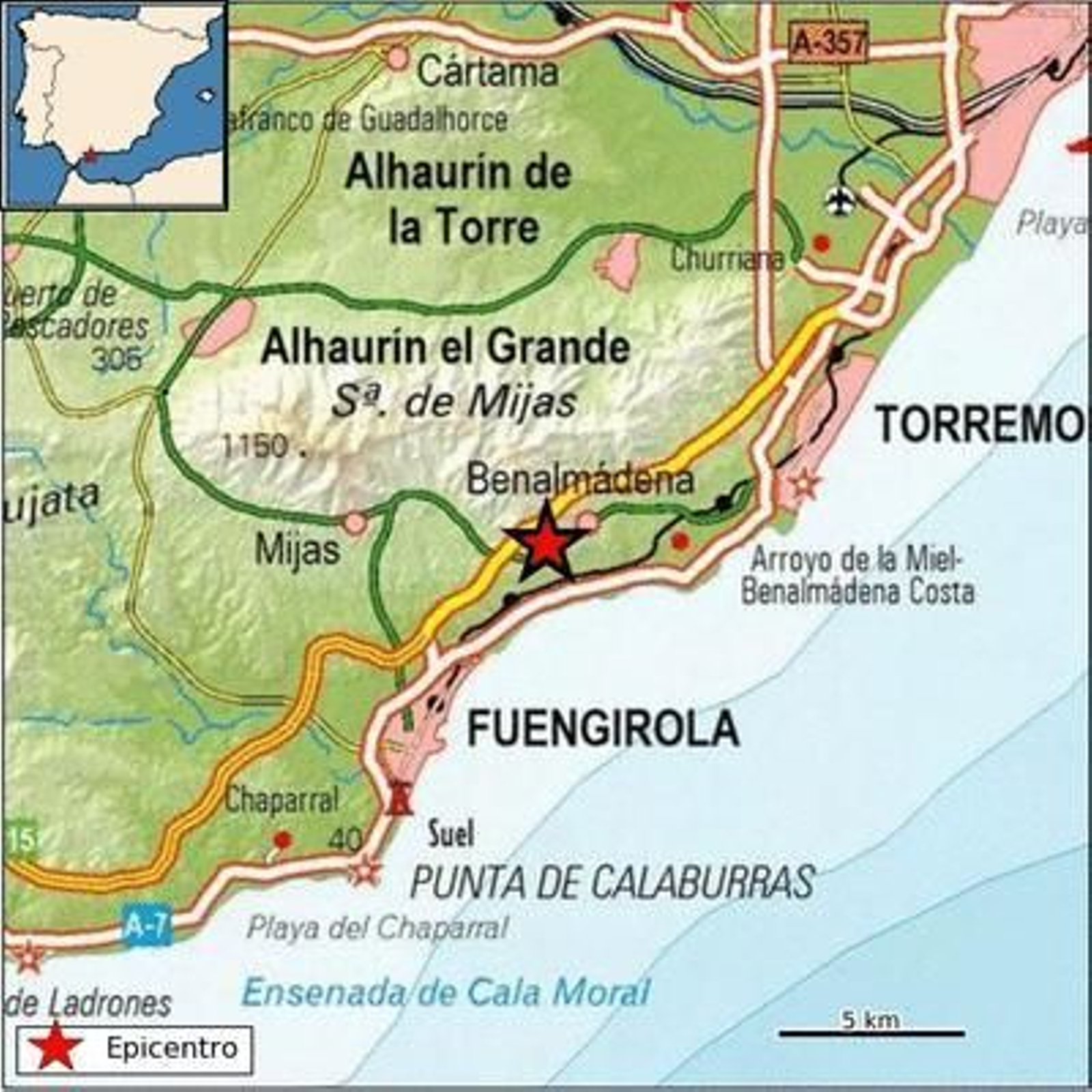 Un terremoto en Benalmádena de magnitud 4,1.