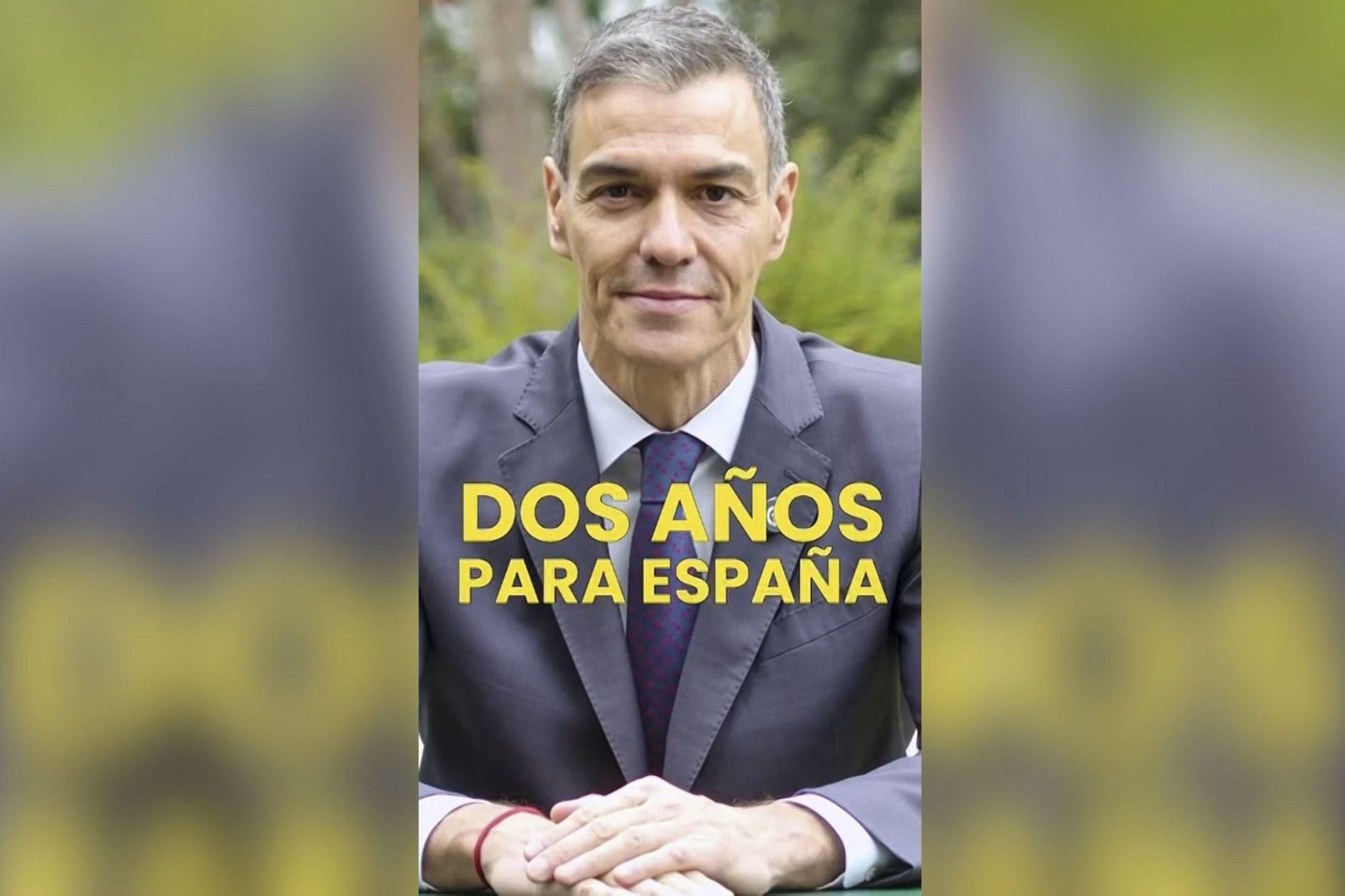 Captura del vídeo en el que Sánchez hace balance de sus dos años de legislatura