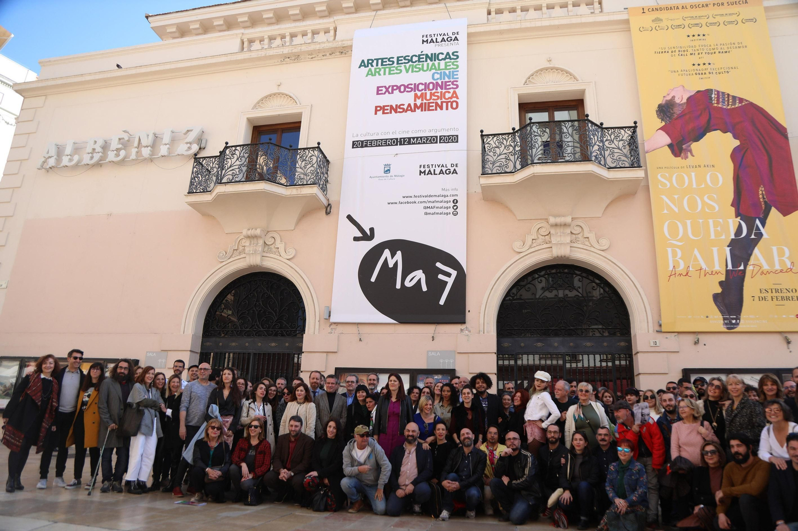 Foto de familia de los participantes en el MaF, este lunes, en el Cine Albéniz.