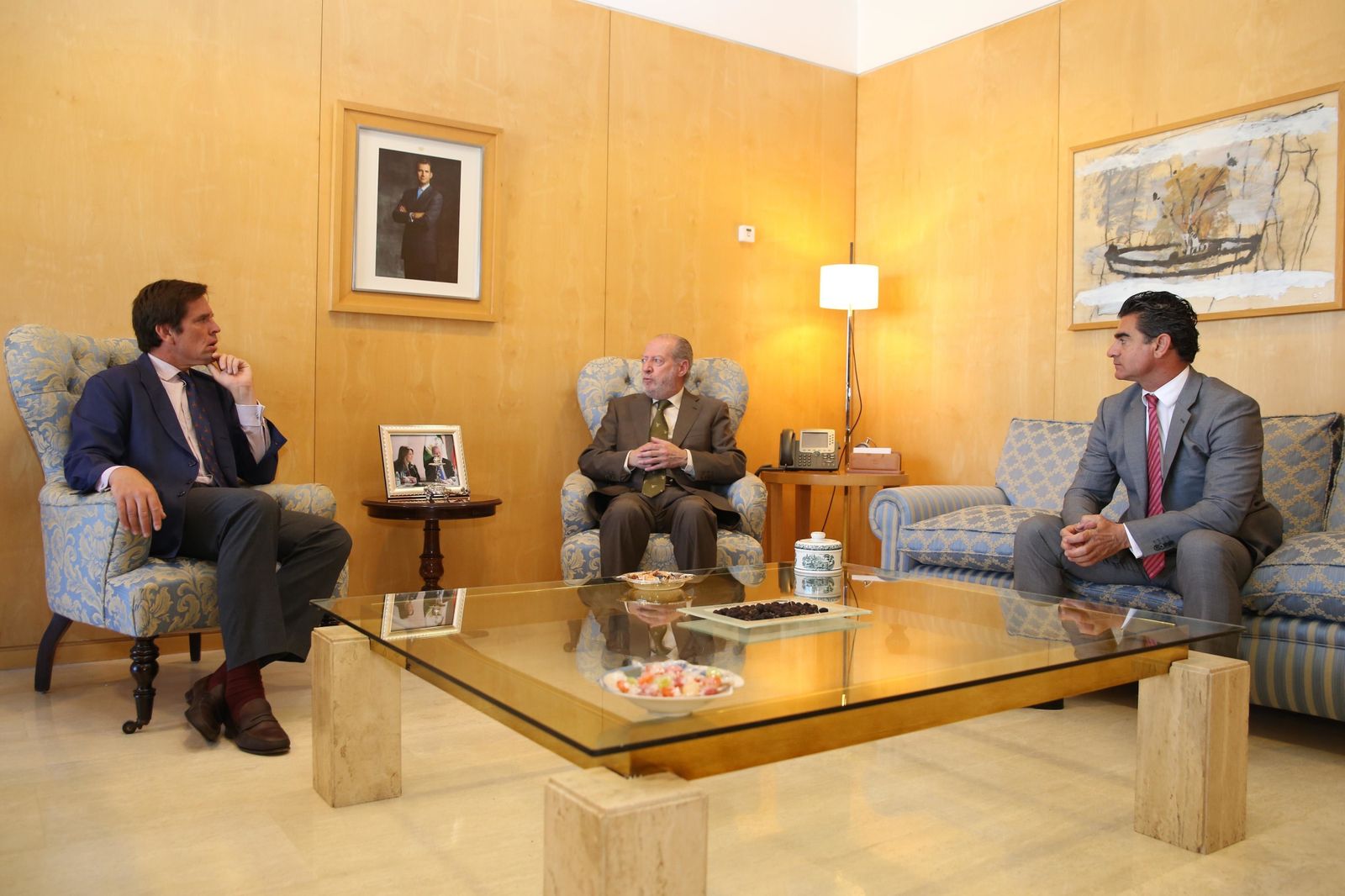 El presidente de la Diputación con Dávila Miura y el gerente de Prodetur.