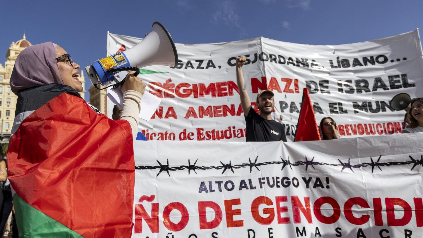 Una de las manifestantes durante la marcha en Málaga.