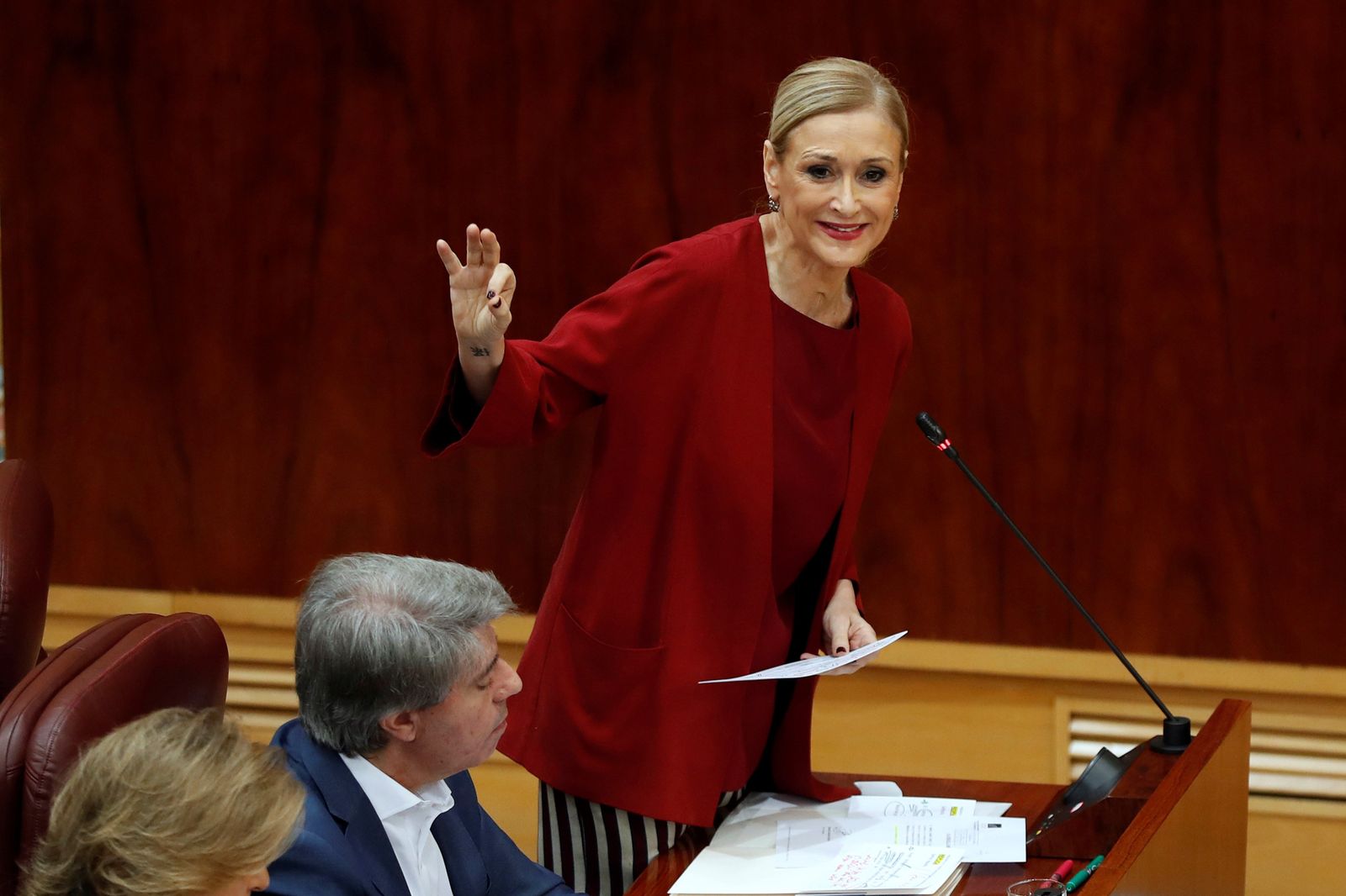 Cristina Cifuentes, ayer en su comparecencia en la Asamblea de Madrid.