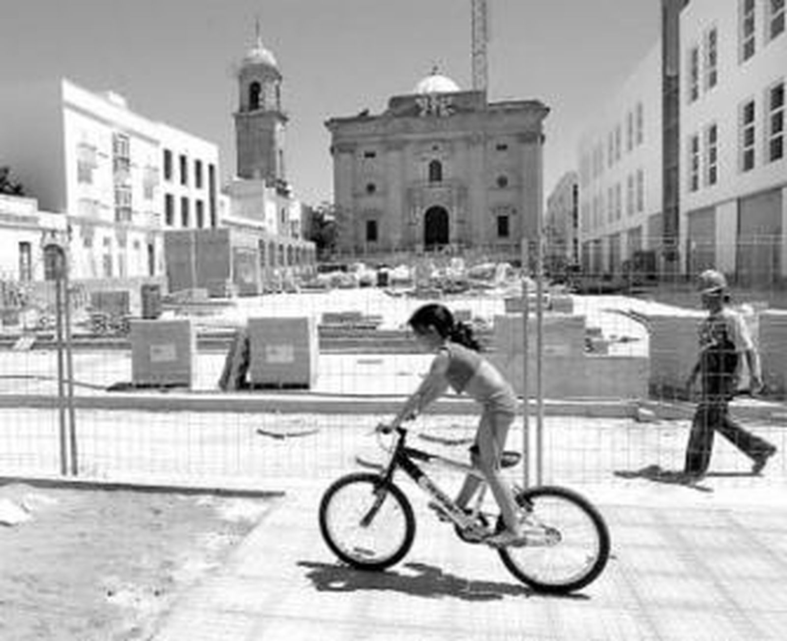 Imagen que presentaban ayer las obras en la Plaza Mayor.