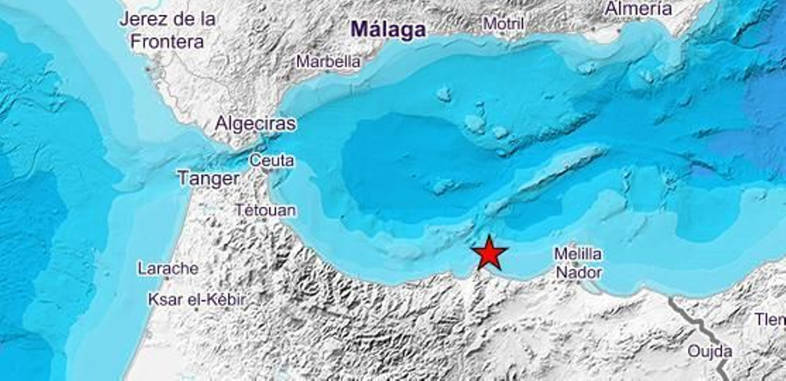 Epicentro del terremoto registrado en Marruecos este jueves.