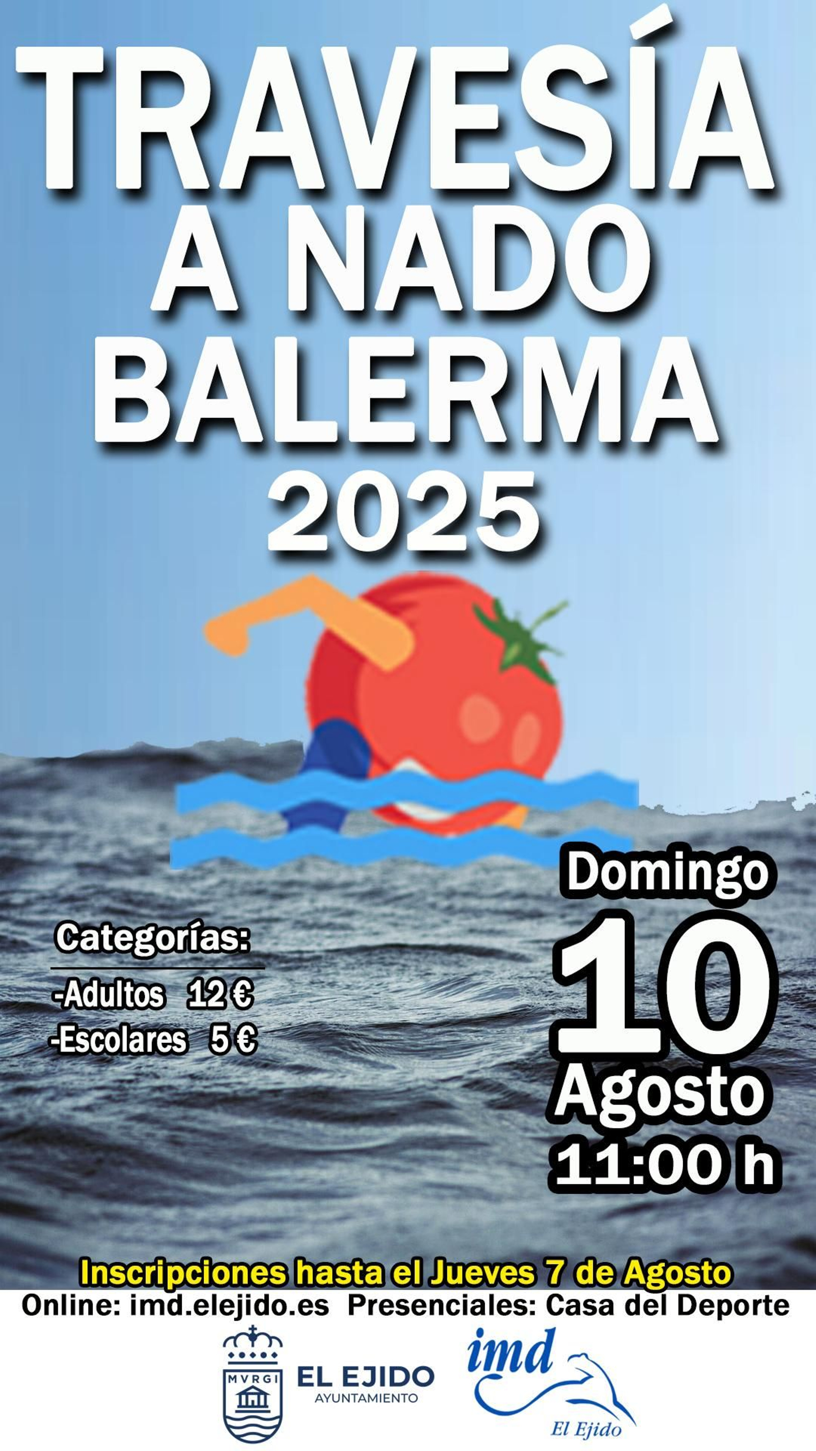 Cartel de la Travesía a Nado de Balerma que tendrá lugar el domingo.