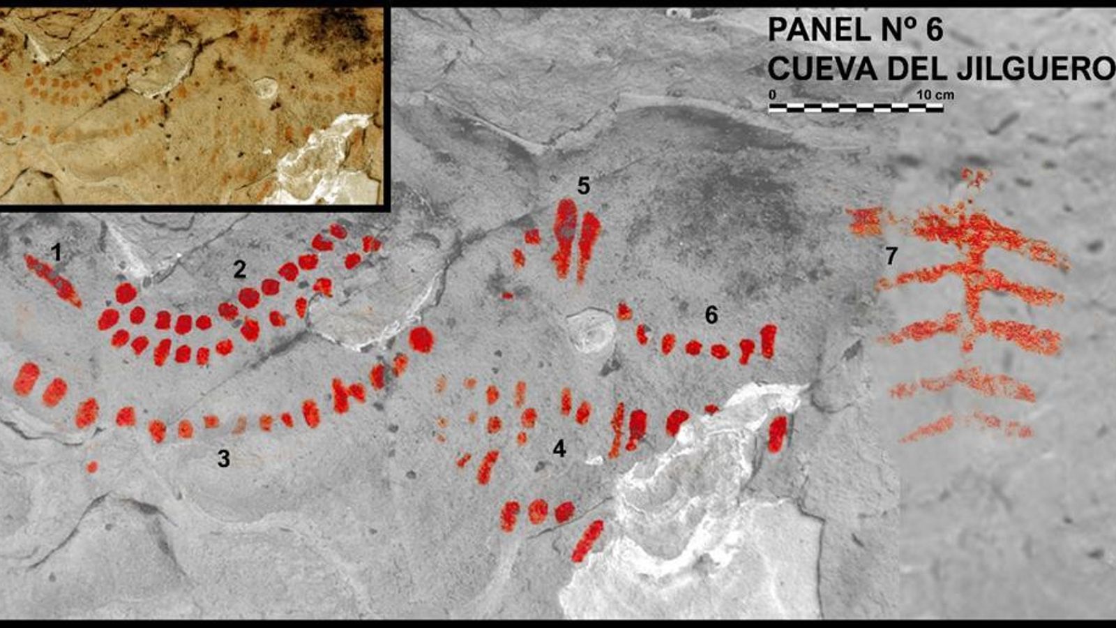 Detalles panel nº6 puntiformes, Cueva del Jilguero.
