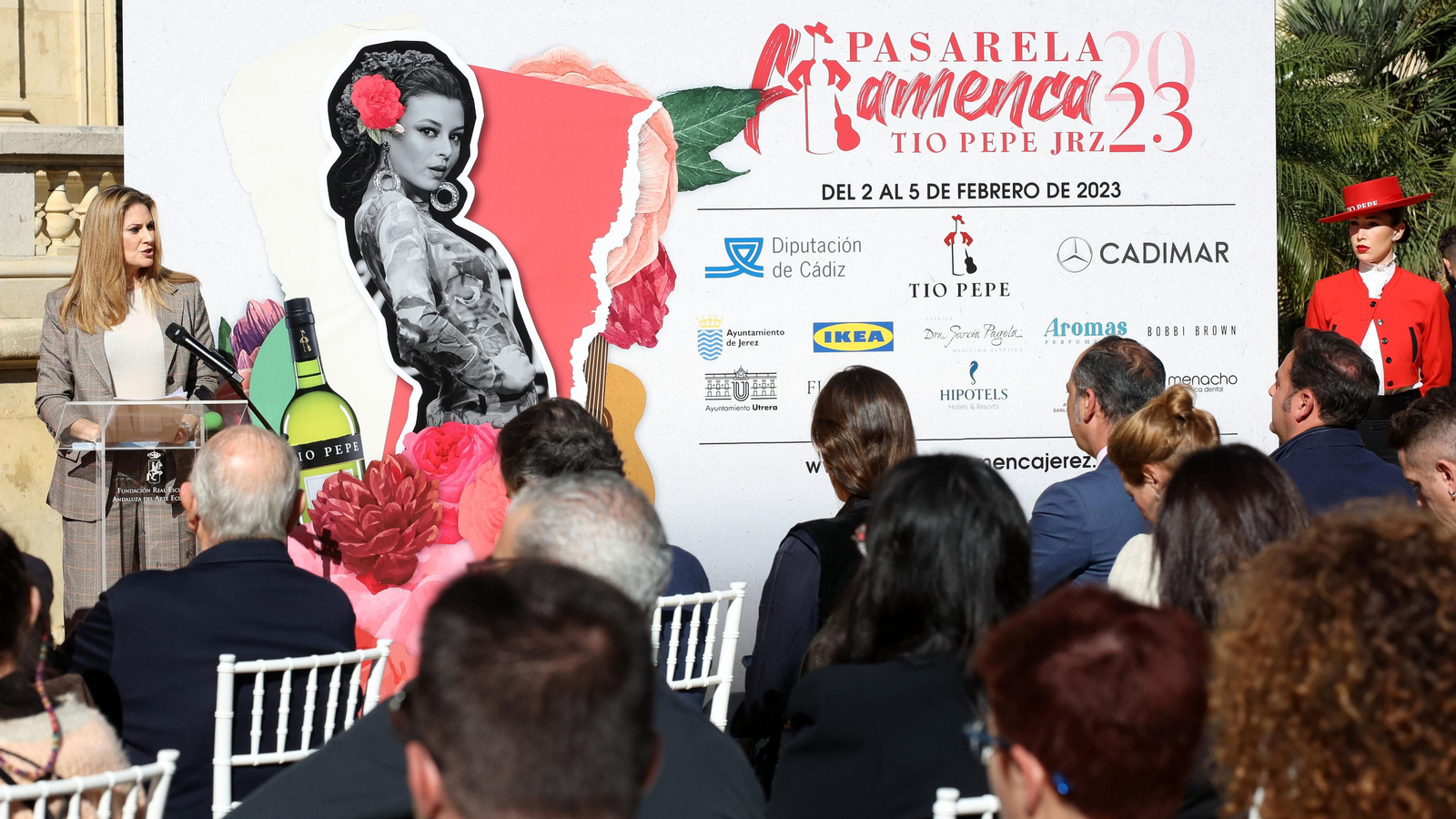 Presentación de la Pasarela Flamenca Tio Pepe 2023 en la REAAE de Jerez