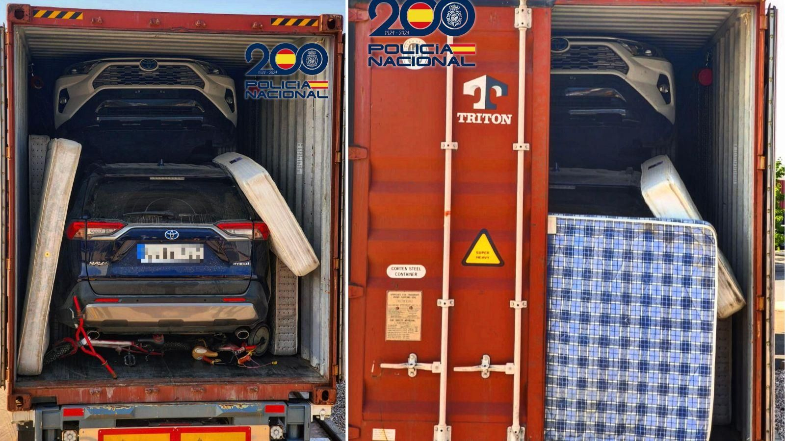 Camión interceptado con vehículos de alta gama.