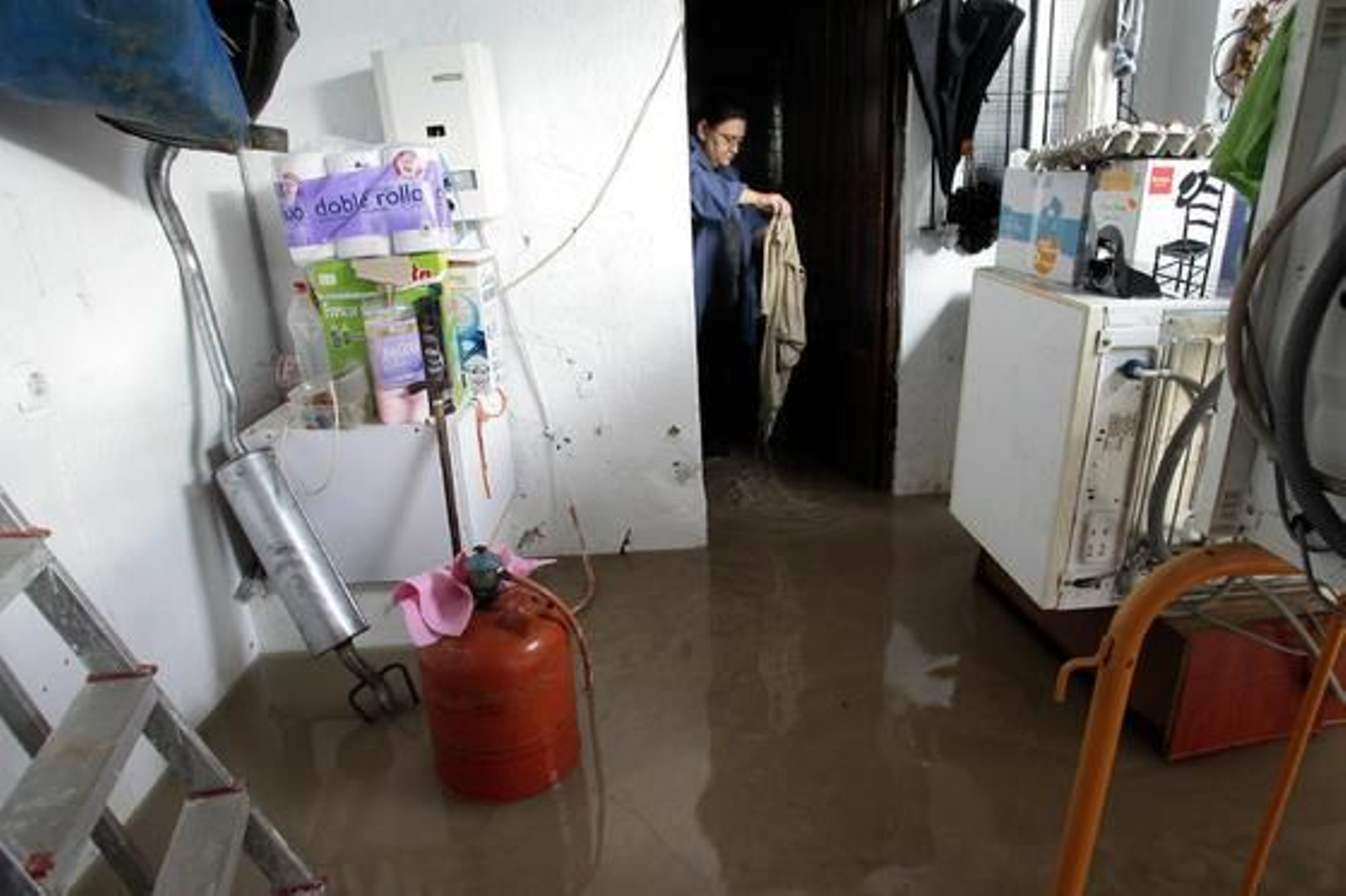 El Río Guadalquivir se desborda a su paso por Lora del Río./ J.C Muñoz