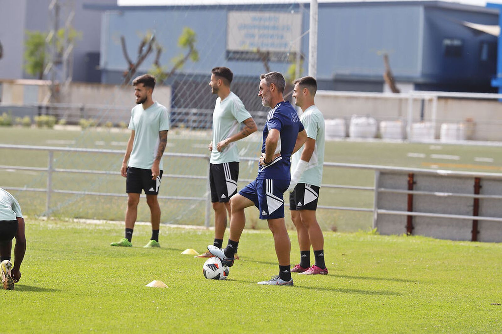 Abel Gómez durante el entrenamiento del Recre de este viernes.