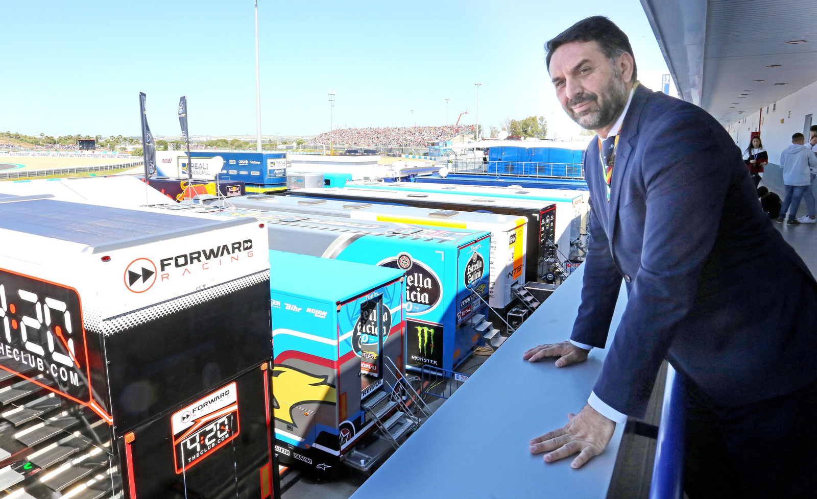 El consejero de Turismo, durante el pasado Gran Premio de Motociclismo en Jerez.