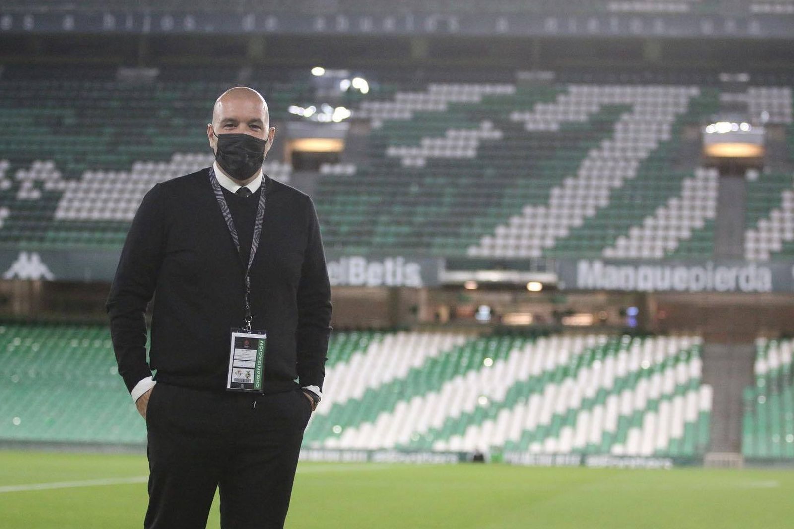 El presidente de la Real Balompédica, Raffaele Pandalone, en el Benito Villamarín