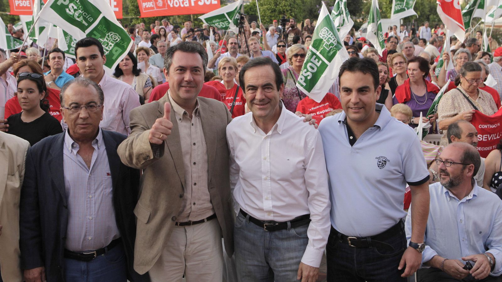 Eugenio Suarez  Palomares , Juan Espadas, José Bono y Alberto Moriña,