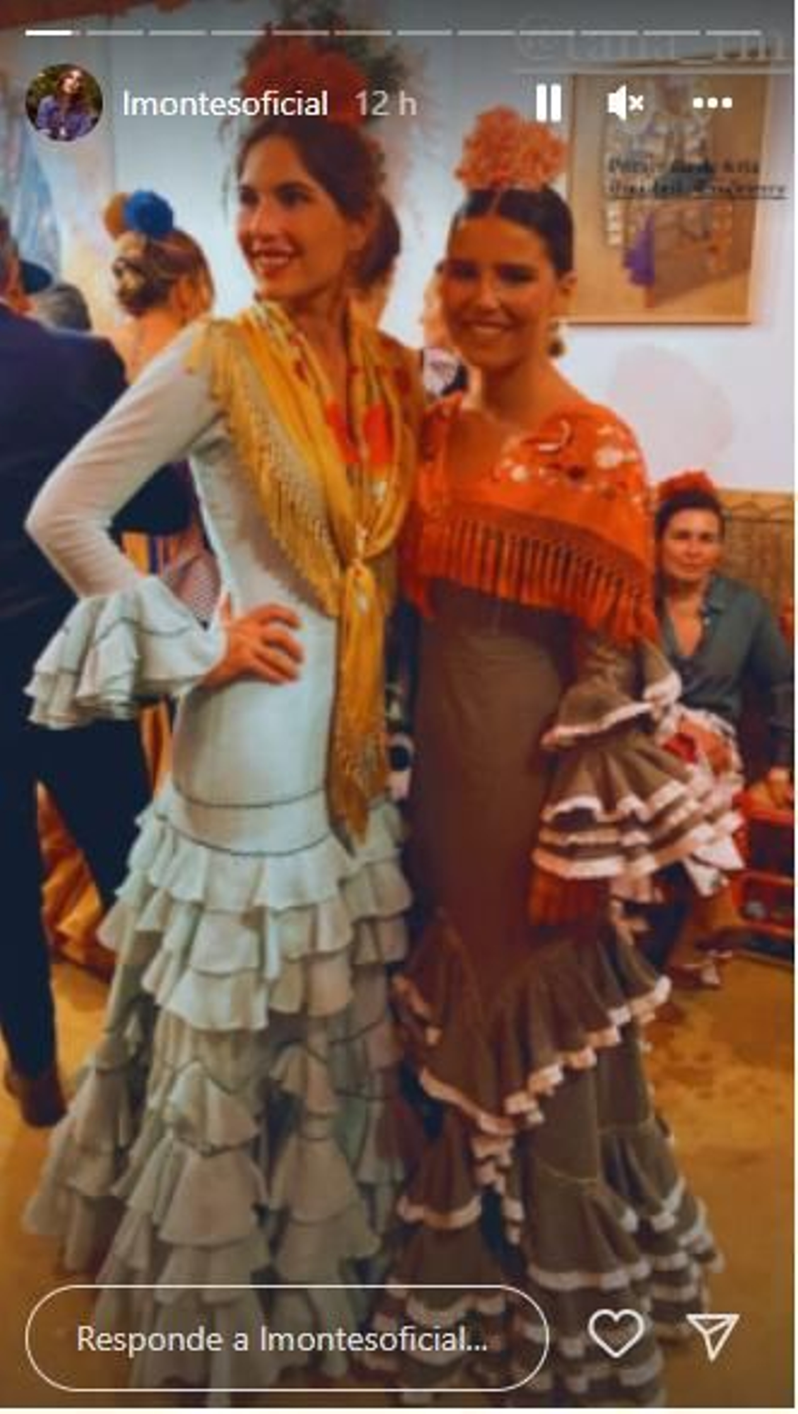 Lourdes Montes y Tana Rivera con traje de flamenca en la Feria de Abril.