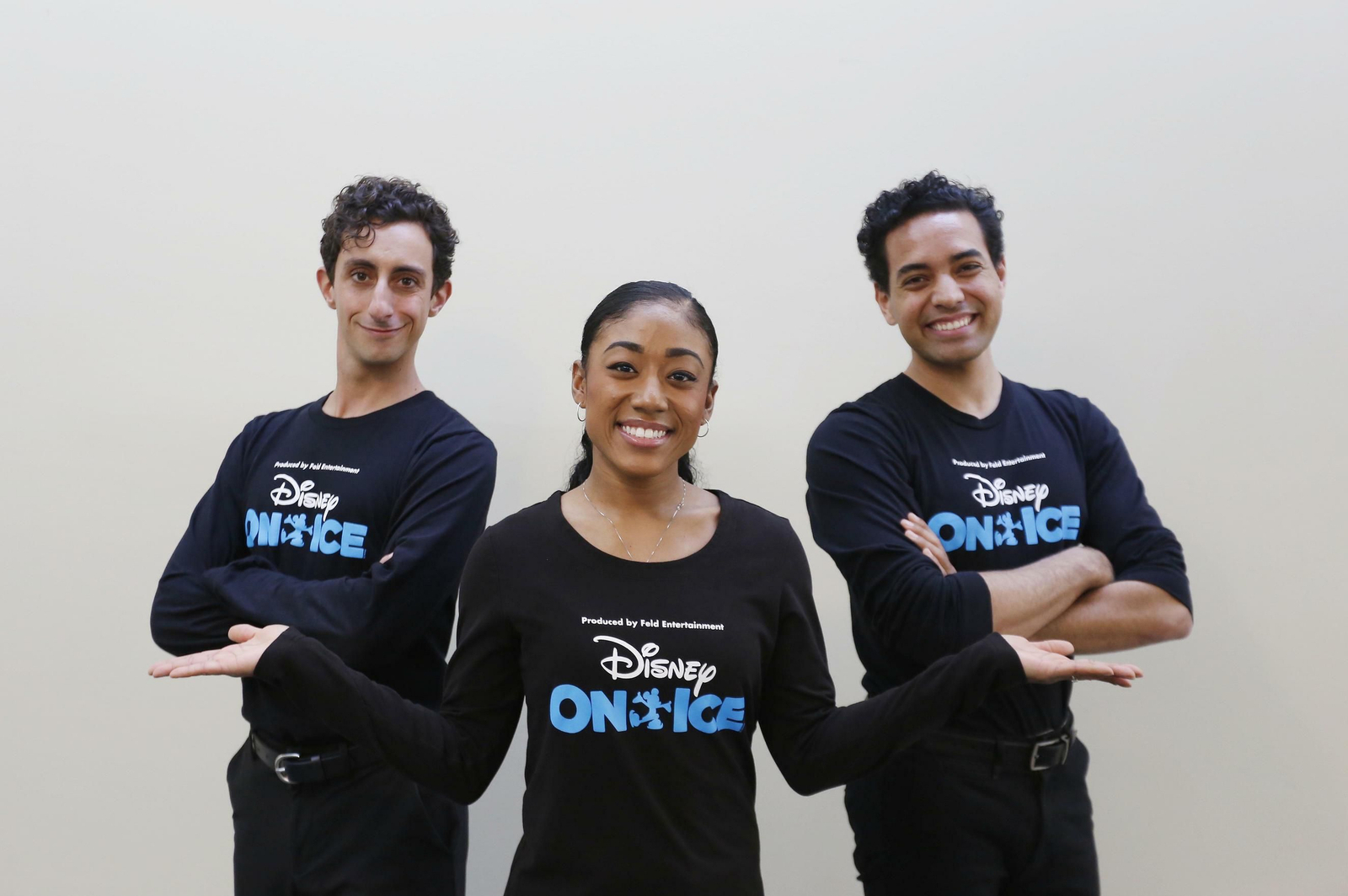 Jorge Félez, Lina Ramírez y David Faria, tres miembros del elenco de 'Disney on ice'.