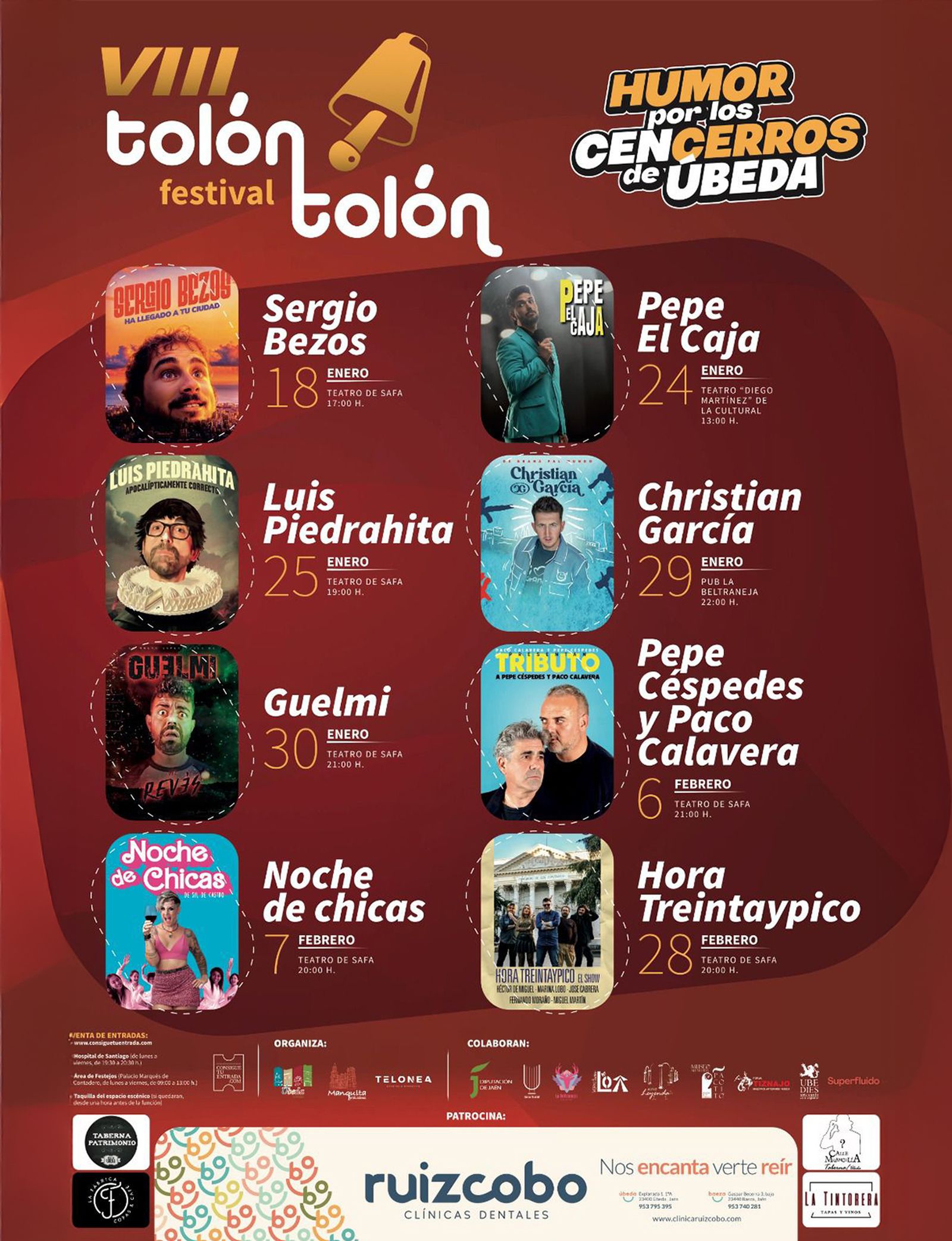 Ocho noches llena de risas e ironía es lo que trae la programación de la edición octava del festival de humor ubetense.