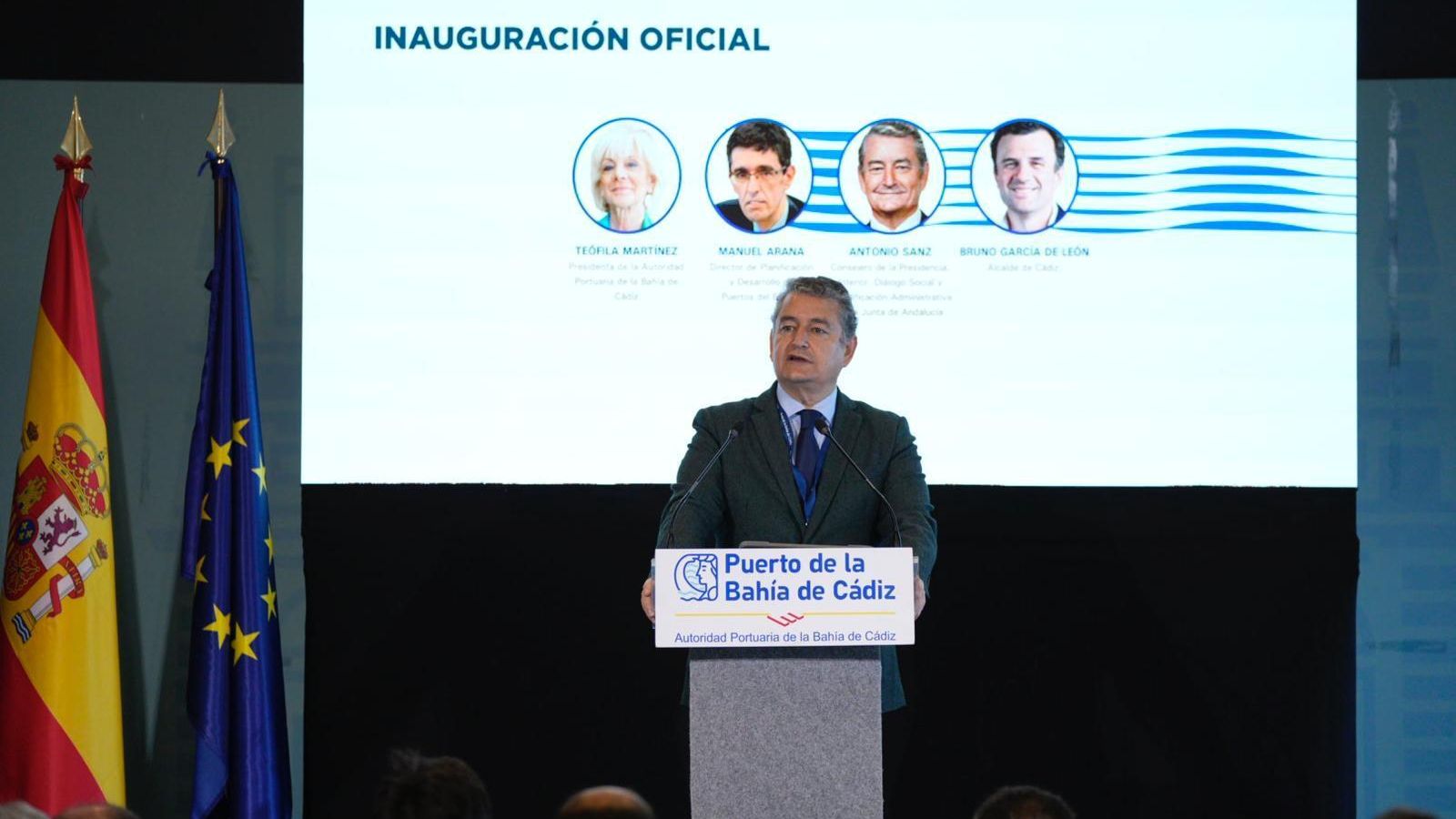 Antonio Sanz, durante la inauguración del foro sobre logística organizado desde la Autoridad Portuaria de la Bahía de Cádiz