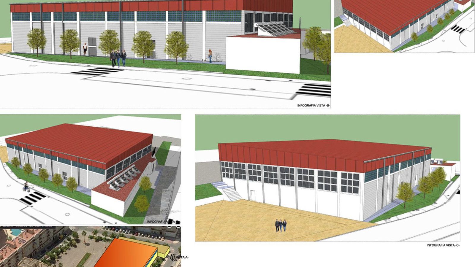 Infografía con la ubicación del pabellón Andalucía.