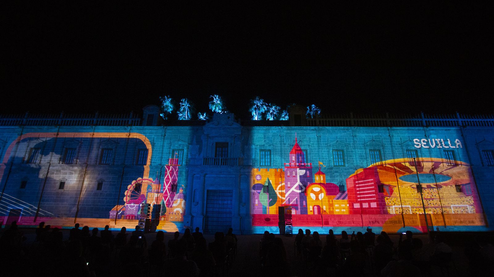 Una imagen del mapping proyectado en el Parlamento de Andalucía.