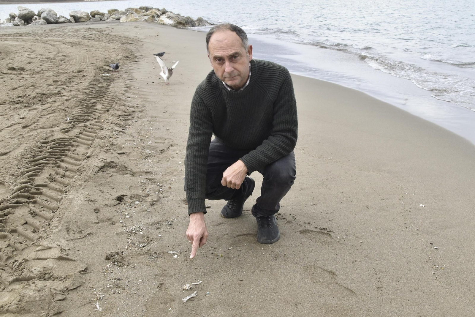 El biólogo y profesor del Instituto Universitario de Biotecnología y Desarrollo Azul (IBYDA) de la Universidad de Málaga (UMA) Juan Jesús Martín, posa en una playa de Málaga junto a pequeños residuos plásticos en la orilla. El biólogo y profesor del Instituto Universitario de Biotecnología y Desarrollo Azul (IBYDA) de la Universidad de Málaga (UMA) Juan Jesús Martín, posa en una playa de Málaga junto a pequeños residuos plásticos en la orilla.