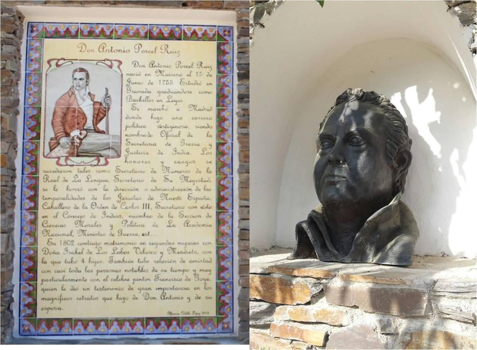 Mairena. Cartel y busto homenaje a Antonio Porcel