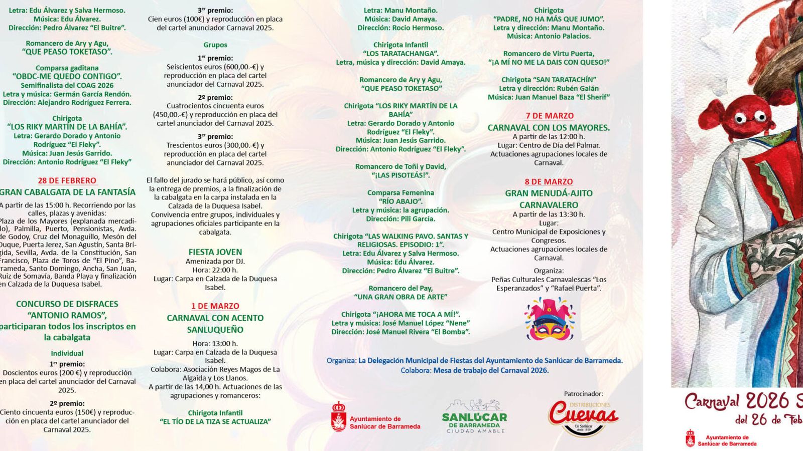Programación del carnaval de Sanlúcar 2026.
