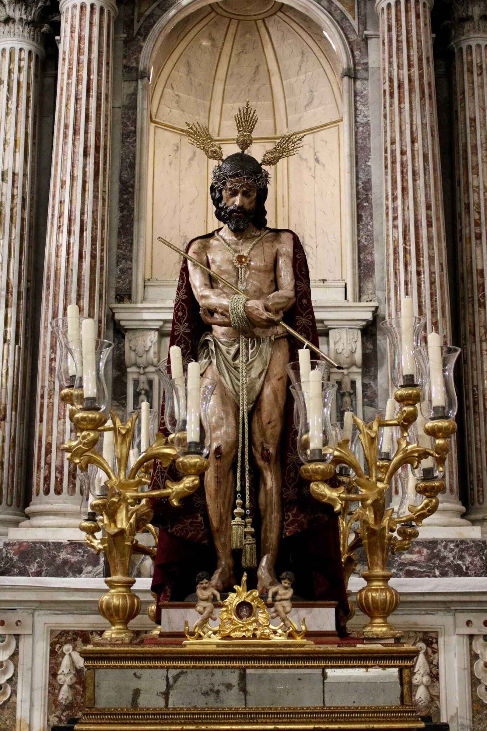 El Señor de Ecce Homo, preparado para su traslado.