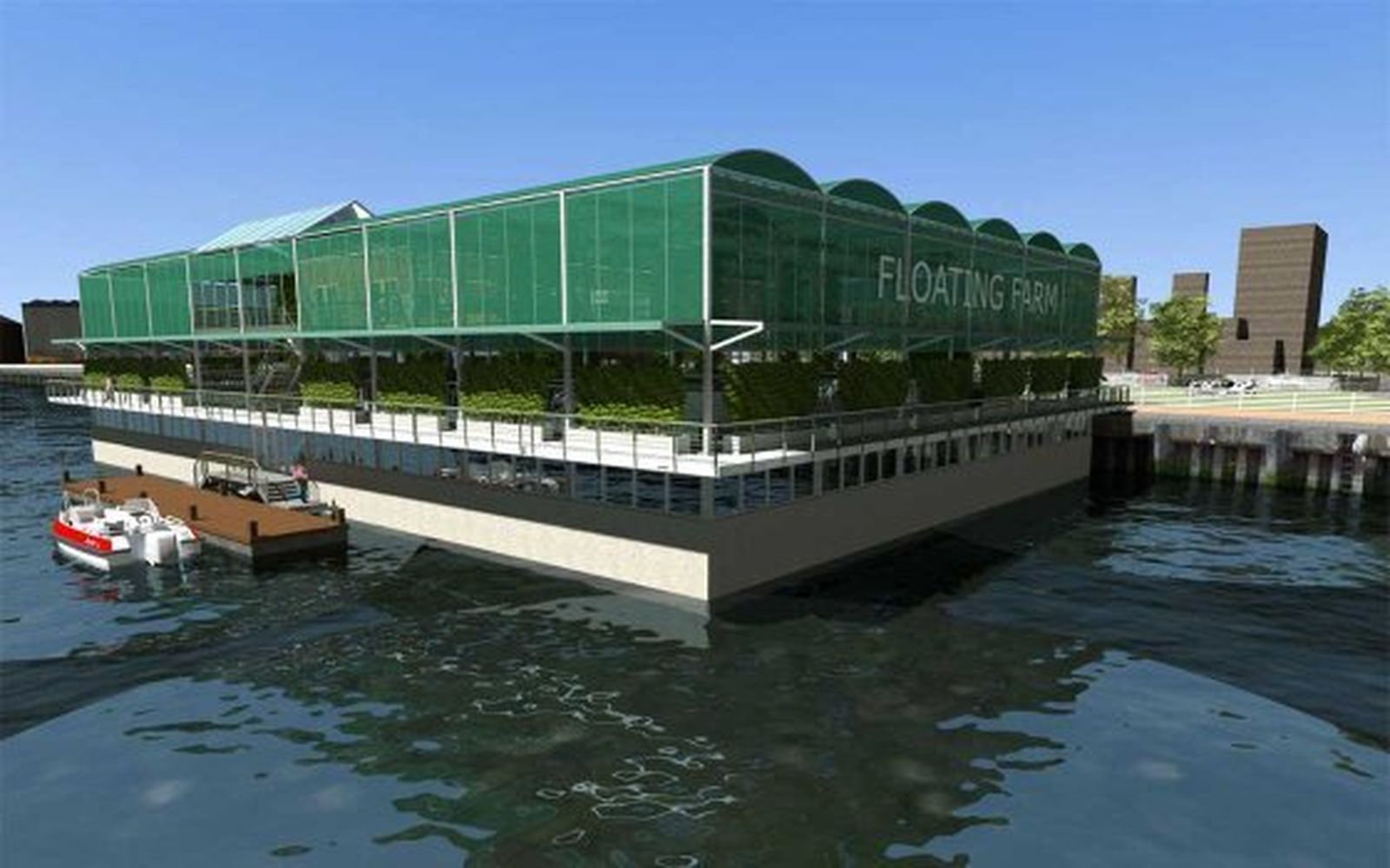 Imagen de la granja flotante holandesa